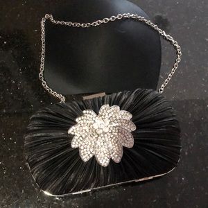 Jessica McClintock clutch. Black with silver trim